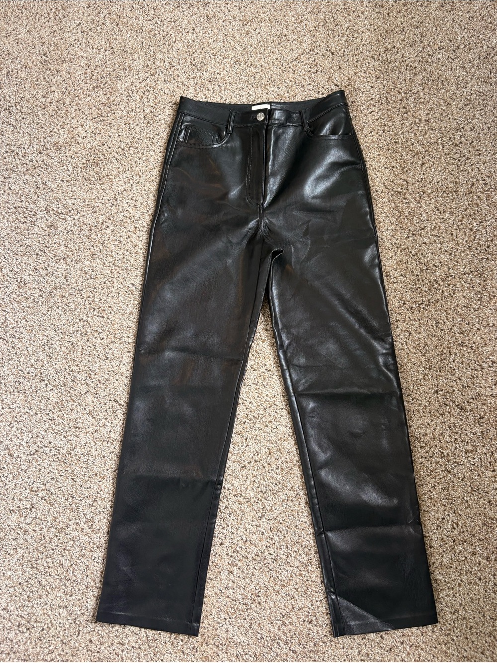 Aritzia Wilfred Straight Leg Leather Pants Black Size 6